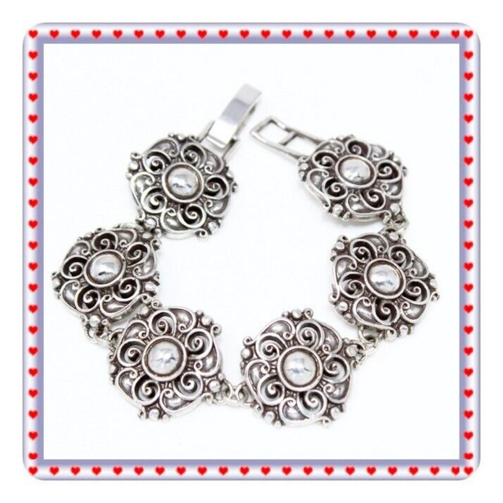 Brighton Flower Silver Retired Link Bracelet